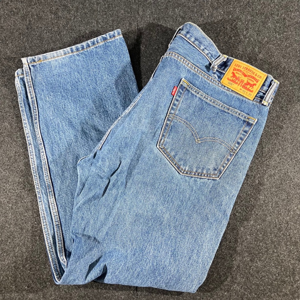 Levi's 505 Jeans Mens 42x30 Blue Regular Fit Straight Leg Denim Workwear Skater